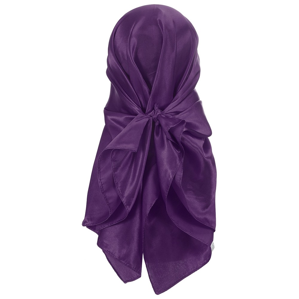 35 Inch Square Satin Head Scarf Silk Feeling Hair Scarf, Dark Purple
