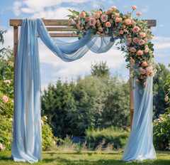 28.7″x 20FT Chiffon Wedding Arch Draping Fabric Curtain Panel Backdrop Baby Blue