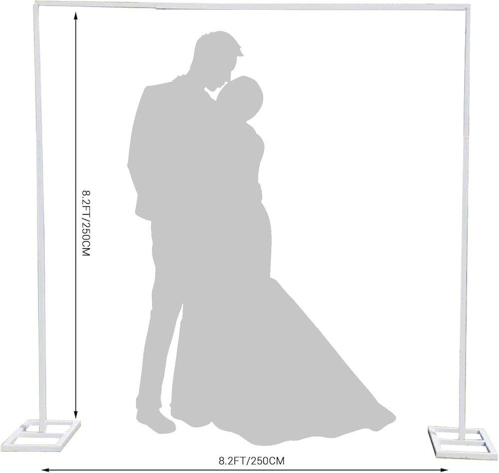 GRAVEE 8.2×8.2 FT Square Metal Wedding Arch Backdrop Stand Party Events Decor