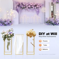 4Pcs Gold Metal Column Flower Stands Centerpiece Holder Rack Party/Wedding Decor