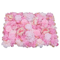 6 Pcs Wedding Flower Wall Panel Floral Backdrop Silk Rose Wall 40*60cm Dark Pink