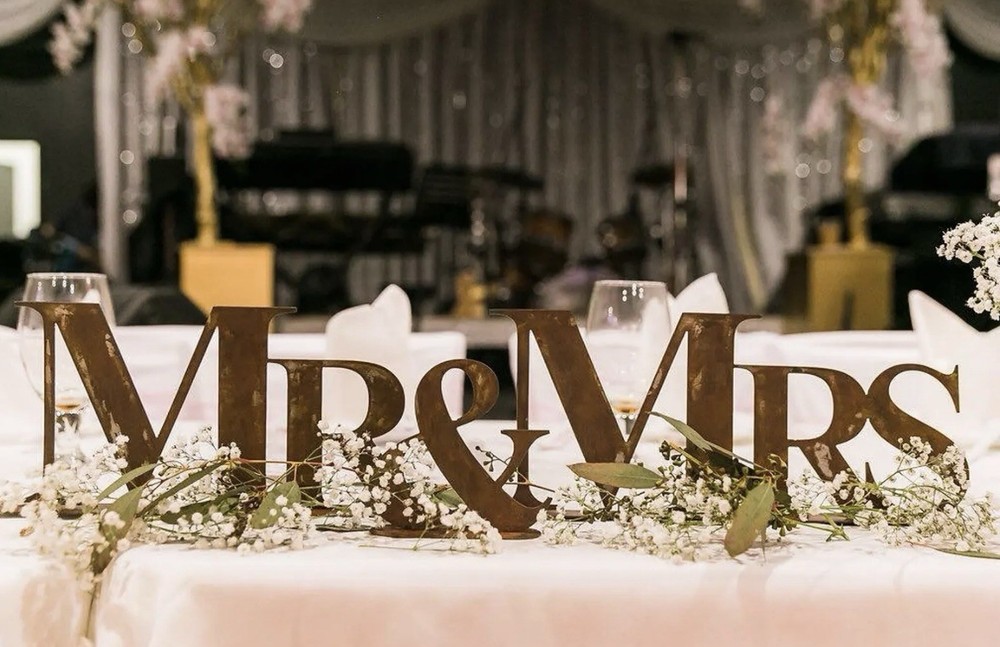Mr and Mrs Wedding Sign Metal Rustic