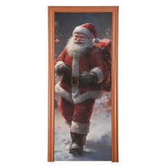 Christmas Santa Claus Door Cover, Stretch Fabric Backdrop Door 35 x 79 in