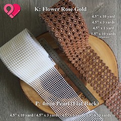 4.75″ Diamond Square Pearl Flower Bead Mesh Wrap Crystal Rhinestone Ribbon Roll