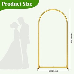 6.6FT Metal Arch Backdrop Background Stand Frame for Wedding Birthday Party Gold