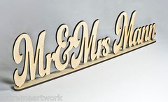 Personalised Mr & Mrs + Custom Name MDF Wooden Standing Plaques Signs Wedding