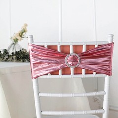 25 Metallic Spandex Chair Sashes with Silver Buckles Party Wedding Decorations