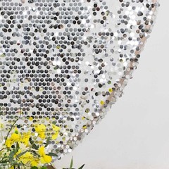 7.5 ft SILVER Sparkly Big Payette Sequin Backdrop STAND COVER Party Decorations