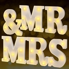 JUSTOTRY 6 Mr Mrs LED Light Up Letters Warm White Wedding Table Decor