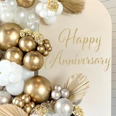 Happy Anniversary Decal Sign for Backdrop – Wedding Decorations Stickers Gold