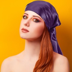 35 Inch Square Satin Head Scarf Silk Feeling Hair Scarf, Dark Purple