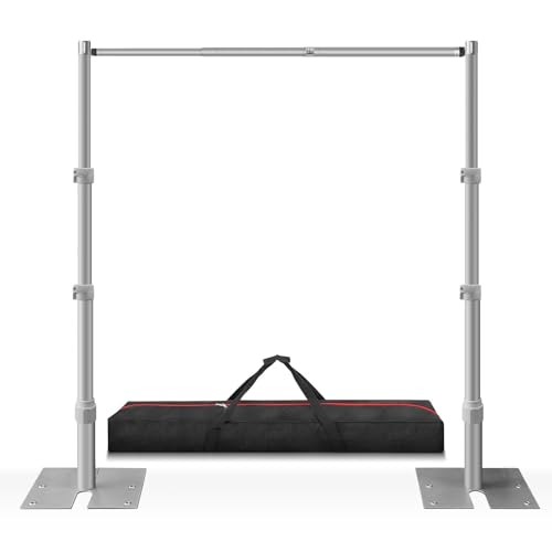 10ft x 10ft Adjustable Backdrop Stand Kit – Heavy Duty Pipe and Drape Silver