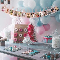 Rose Gold Happy 16th Birthday Photo Banner – Sweet Sixteen Photo Prop Party B…