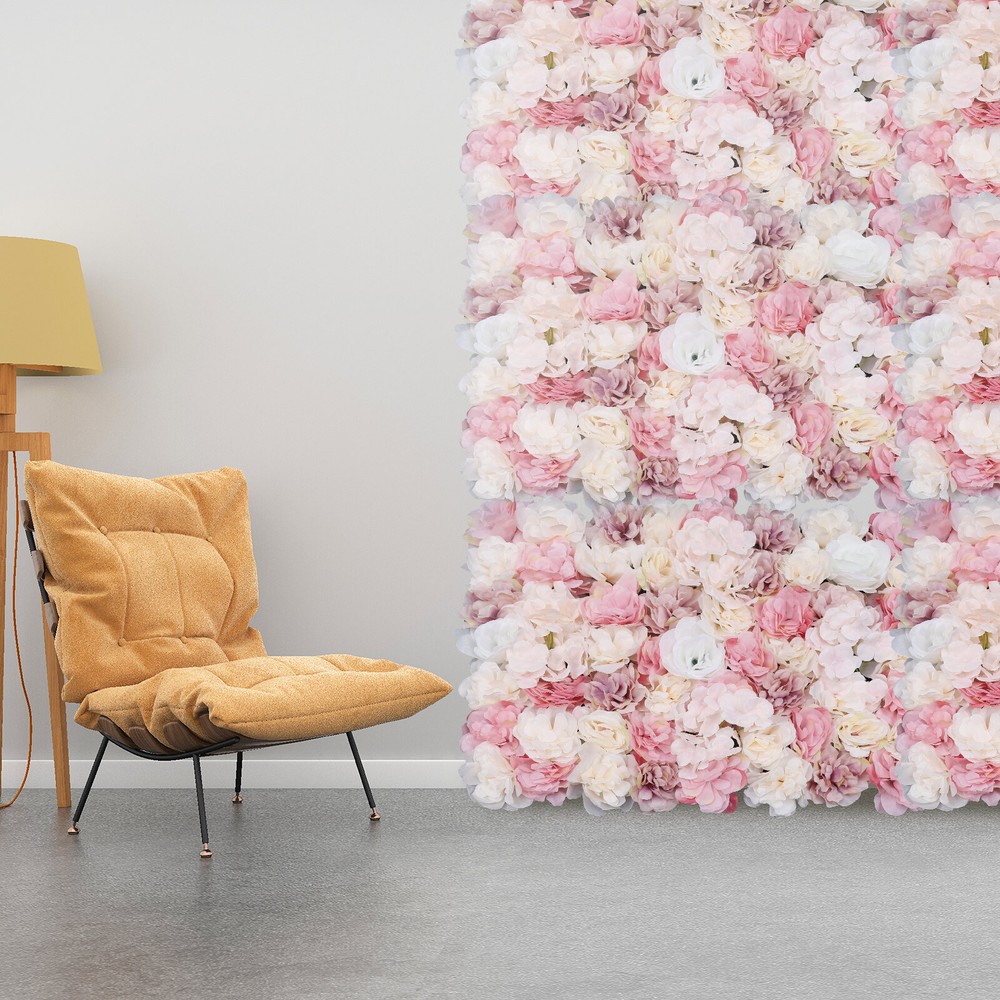 12Pcs Artificial Silk Fabric Flower Wall Panel Banquet Wedding Party Decor