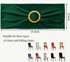 Pack of 100 Spandex Hunter Green Chair Sashes with Gold Buckles, Stretch Chairs