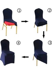 20 Navy Blue FOLDING Stretch SPANDEX CHAIR COVERS Event Reception Decorations