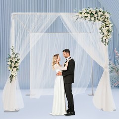4-Post Background Stand Wedding&Party Decor Backdrop Stand Kit Floor-Mount