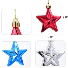 24pcs 4th of July Patriotic Star Ornaments for Tree – Independence Day Star H…