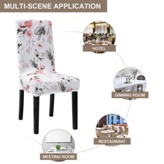 4 Pack Dining Chair Covers Stretch Spandex Printed Dining Chair Slipcovers Home