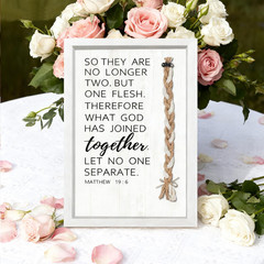 Christian Wedding Sign 10X15 Inch, Cord of Three Strands Unity Ceremony Decor, M