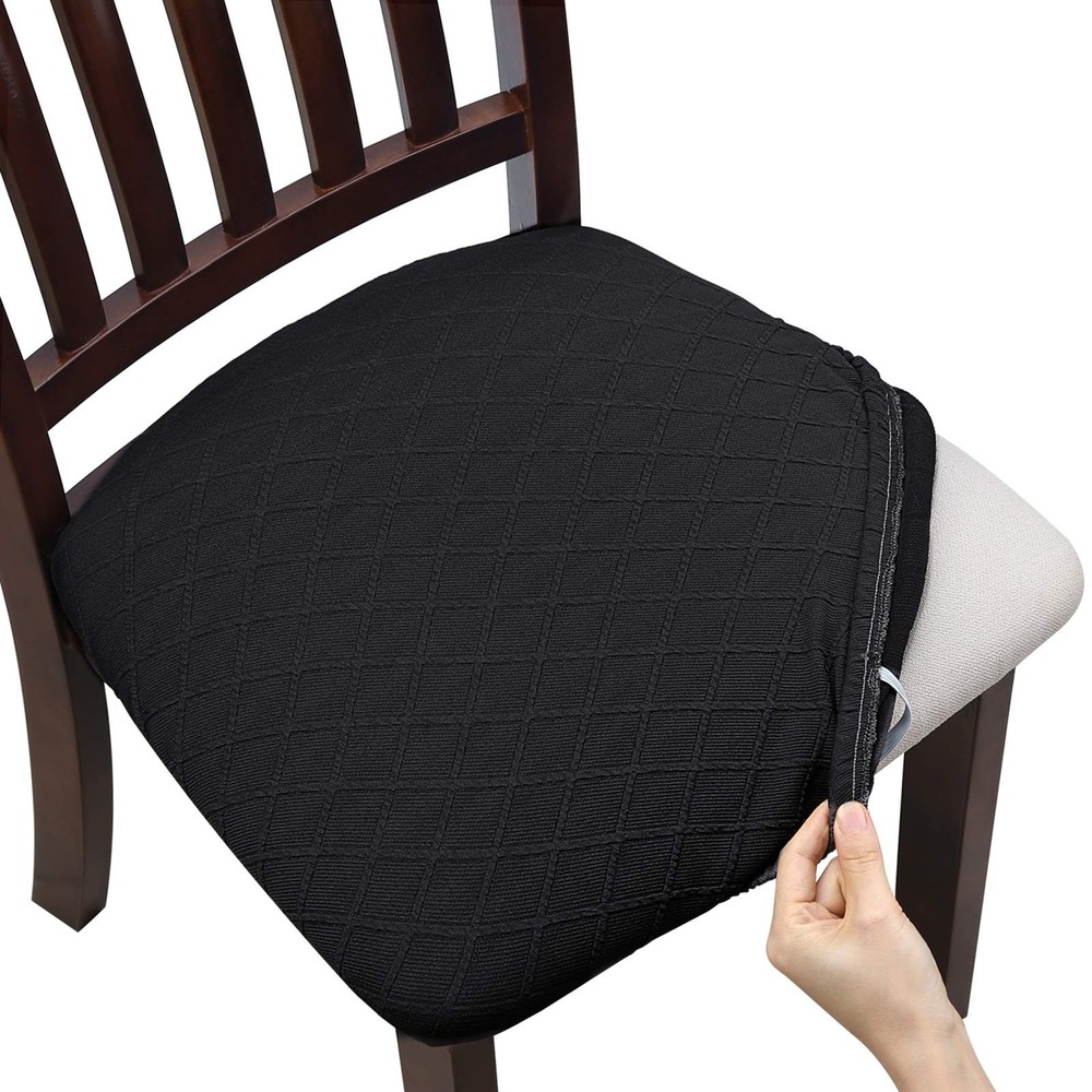 Stretch Chair Seat Covers 6 PCS, Removable Washable Dining Chair Covers Anti-…