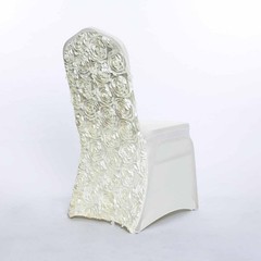 Ivory Satin Rosette SPANDEX Stretchable Banquet CHAIR COVER Wedding