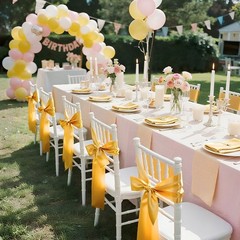 gold 100pcs satin chair sashes bows 7x108in banquet wedding reception decor