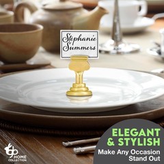 Table Number Holders (16pc) Premium Gold Metal Place Card 16 Pack,