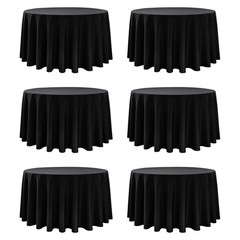 6-Pack Black Round Tablecloths 120 in for 5-6 Ft Round Tables | Stain-Resista…