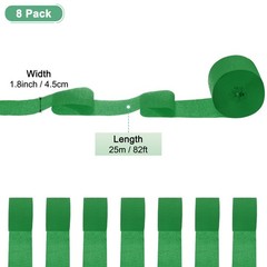 8-Rolls 656ft Crepe Paper Streamer for DIY [Dark Green-1.8 Inch x 82 Ft/Roll]