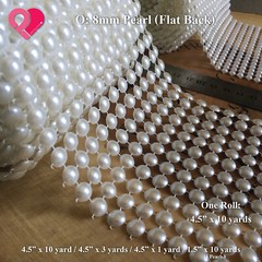 4.75″ Diamond Square Pearl Flower Bead Mesh Wrap Crystal Rhinestone Ribbon Roll