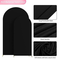 Wedding Arch Backdrop Cover 7.2FT, 6FT Spandex Fitted Wedding 7.2FT,6FT Black