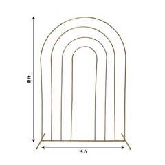 Gold 8 feet Multi-Layered Metal Floral Frame Round Top Backdrop STAND Events