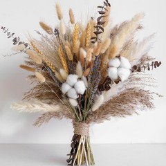 Natural Dried Flower Bouquet – Ppas Grass, Cotton Stems, Bunny Tails,