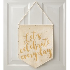 Mud Pie E7 Birthday Celebrate Gold Canvas Decorative Flag Hanger 4265336