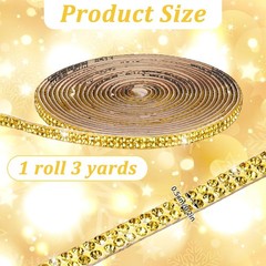 3 Yards Self Adhesive Rhinestone Ribbons Gold Rhinestone Strips Bling Crystal…