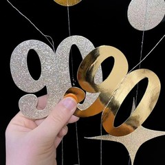 Champagne Gold 90th Birthday Decorations Number 90 Circle Dot Star Garland St…