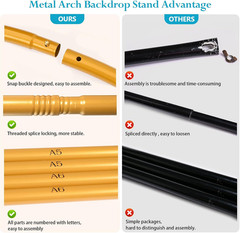 6.6 FT Metal Arch Backdrop Stand, Gold | Wedding Arch, Balloon Arch Stand, for P