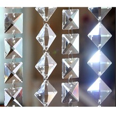 50pcs 14mm 4 Holes Glass Square Crystal Beads Prisms Chandelier Lamp Chain Parts