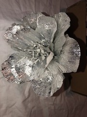 Paper Flowers White Foil Wedding DIY Party Decor Craft Small Backdrop 6 Pieces