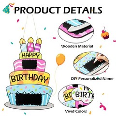 L1rabe Happy Birthday Wooden Door Decor 2Pcs Colorful Happy Birthday Personal…