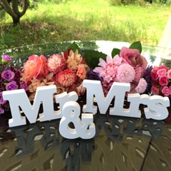 White Mr and Mrs Letters Sign PVC Standing Top Table Wedding Decoration