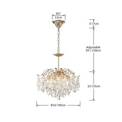 AGV LIGHTING CH012G K9 Crystal Chandelier, 6-Lights Modern Pendant Light Fixt…