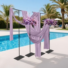 Black Wedding Backdrop Stands 4PCS 80-240cm Adjustable Height Backdrop Stands