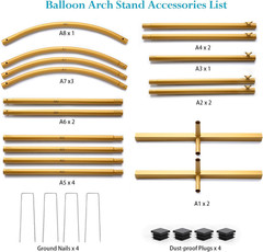 6.6 FT Metal Arch Backdrop Stand, Gold | Wedding Arch, Balloon Arch Stand, for P