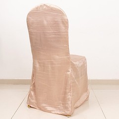 BEIGE Crinkle Crushed Taffeta Banquet CHAIR COVER Party Wedding Events Decor