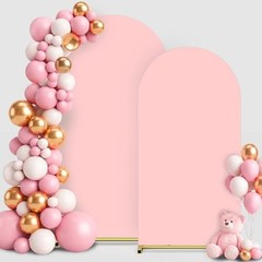 Arch Backdrop Cover Set of 2(7.2FT+6FT), Spandex Fitted Arch 7.2+6 FT Pink