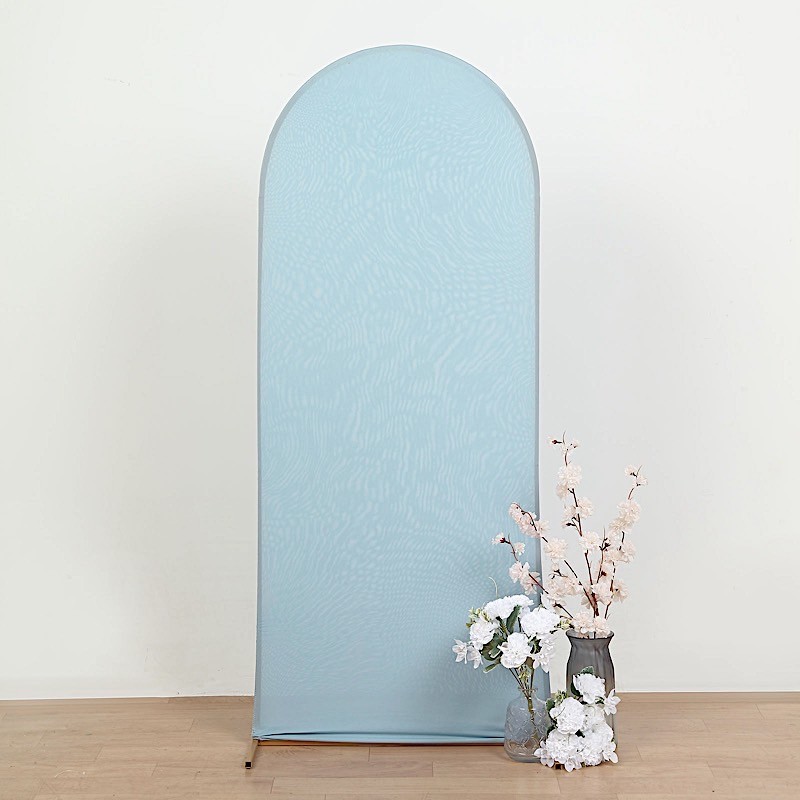 5 ft DUSTY BLUE Matte Fitted Spandex Round Top Arch Backdrop STAND COVER Party
