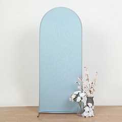 5 ft DUSTY BLUE Matte Fitted Spandex Round Top Arch Backdrop STAND COVER Party
