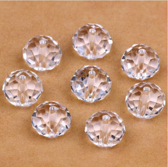 200Pcs Flat Round Faceted Crystal Beads Wheel Glass Beads Diy Loose Spacer 6mm